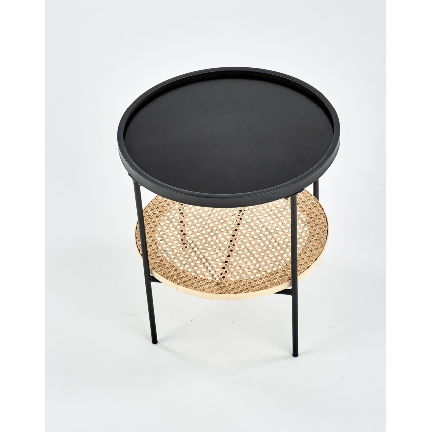 Couchtisch 45x45 cm schwarz/Rattan