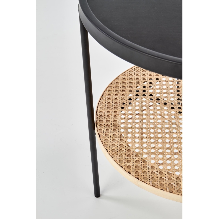Couchtisch 45x45 cm schwarz/Rattan