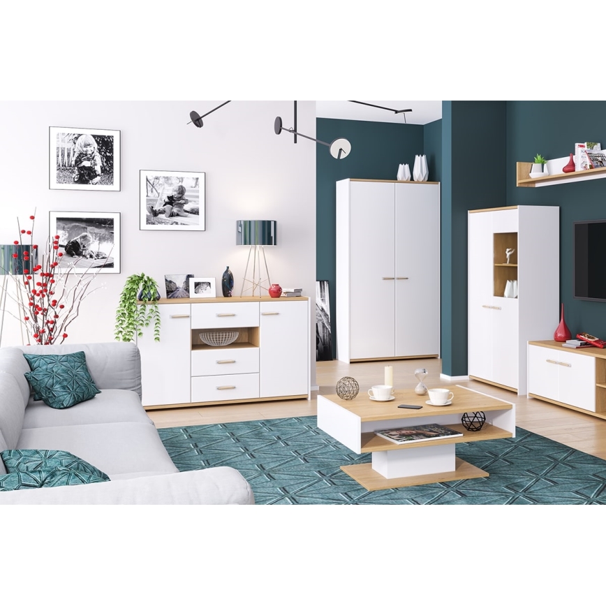 Couchtisch ANTHO 41x89 cm braun/weiß