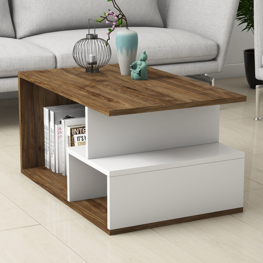 Couchtisch ARTE 42x90 cm weiß/braun