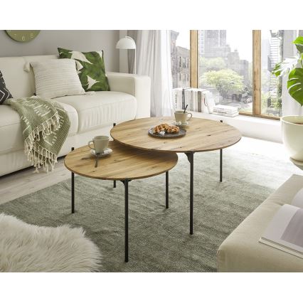 Couchtisch AURA Ø 55 cm Eiche/Anthrazit