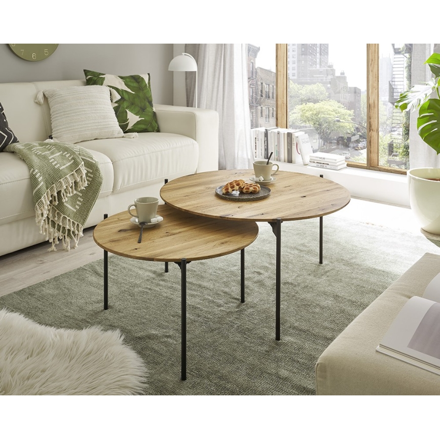 Couchtisch AURA Ø 55 cm Eiche/Anthrazit