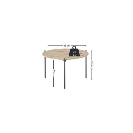 Couchtisch AURA Ø 55 cm Eiche/Anthrazit