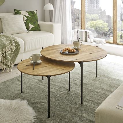 Couchtisch AURA Ø 74 cm Eiche/Anthrazit
