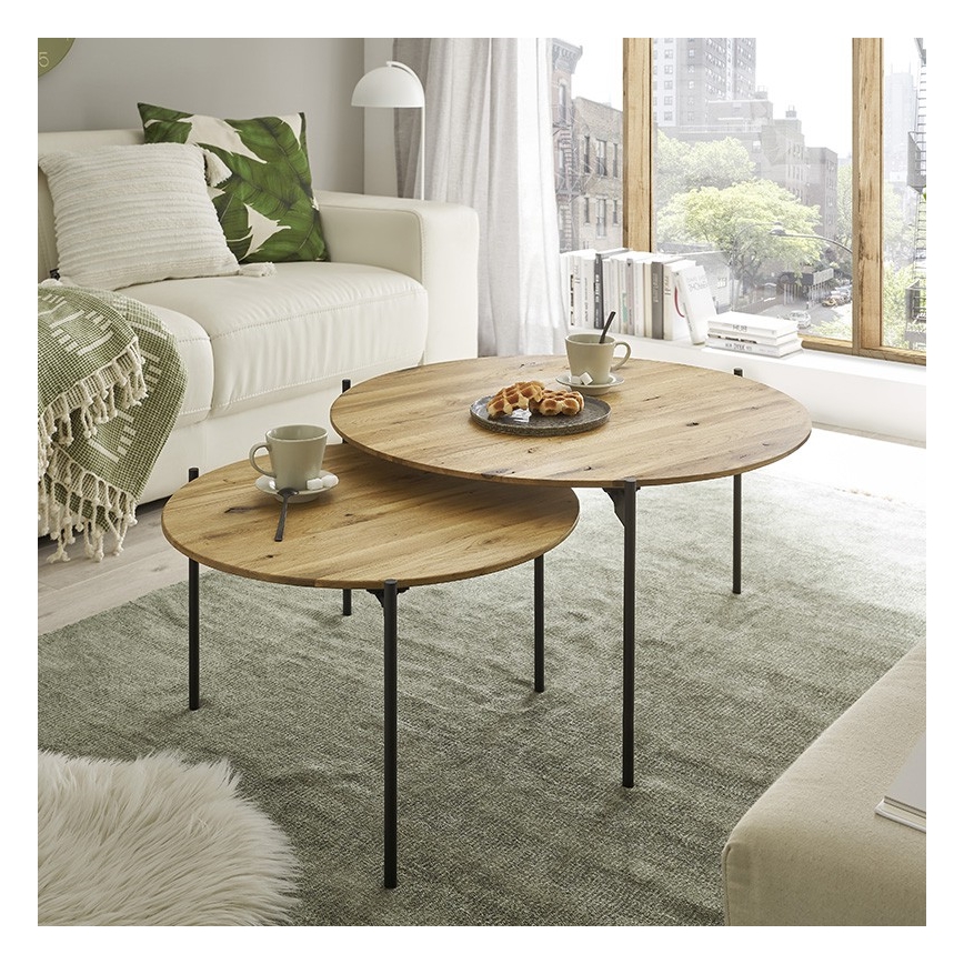 Couchtisch AURA Ø 74 cm Eiche/Anthrazit