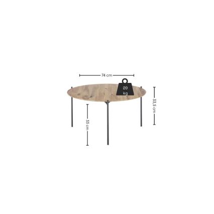 Couchtisch AURA Ø 74 cm Eiche/Anthrazit