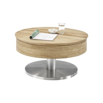 Couchtisch BLOCK Ø 79 cm Eiche/Silber