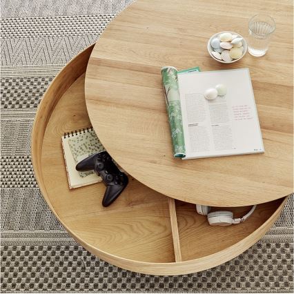 Couchtisch BLOCK Ø 79 cm Eiche/Silber