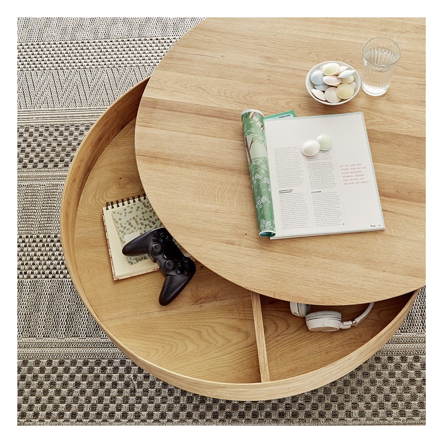 Couchtisch BLOCK Ø 79 cm Eiche/Silber