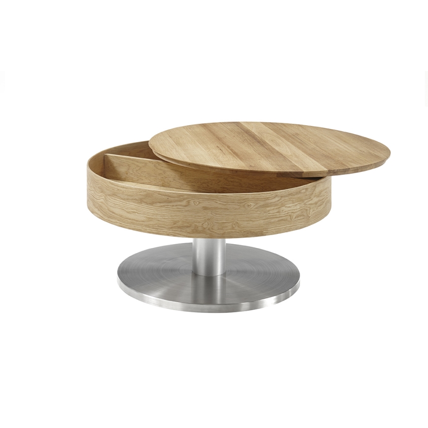 Couchtisch BLOCK Ø 79 cm Eiche/Silber
