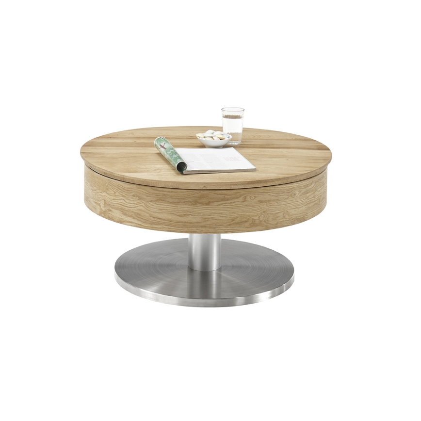 Couchtisch BLOCK Ø 79 cm Eiche/Silber