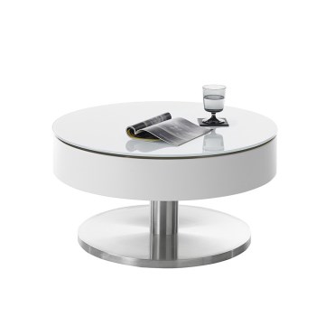 Couchtisch BLOCK Ø 79 cm weiß/silber