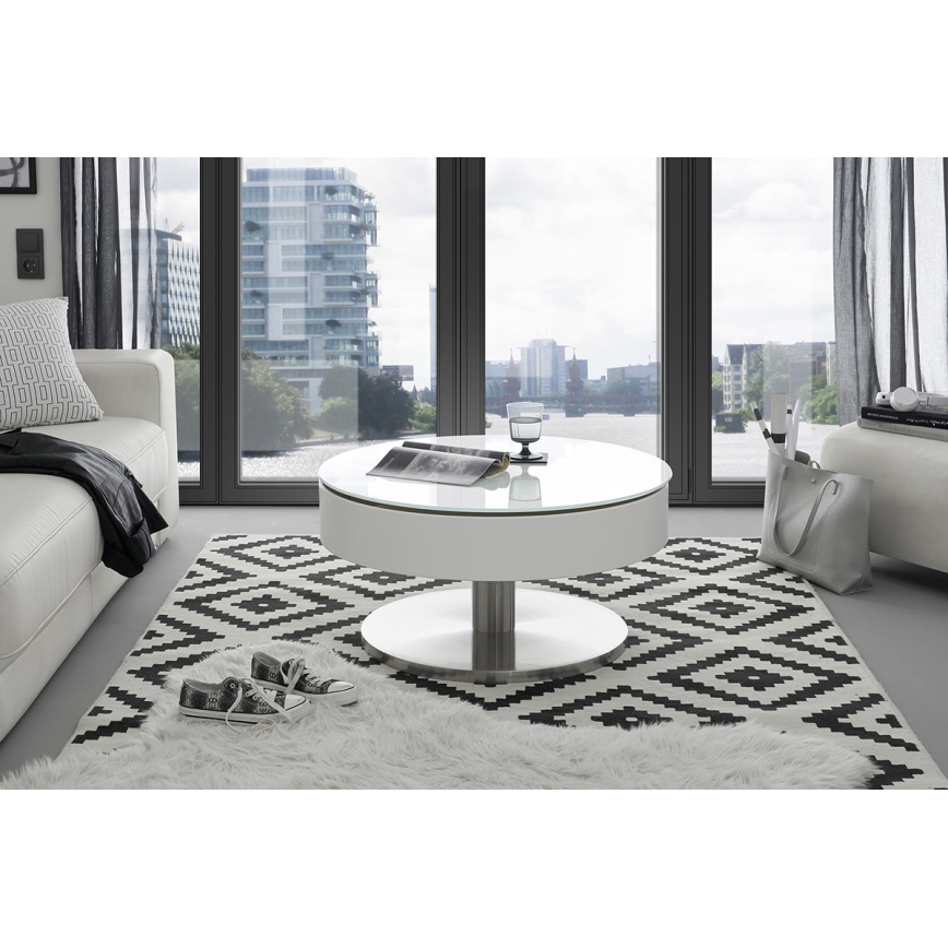 Couchtisch BLOCK Ø 79 cm weiß/silber