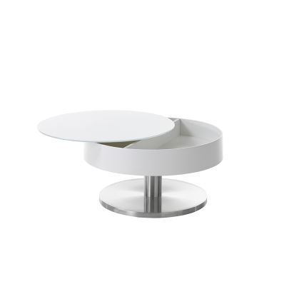 Couchtisch BLOCK Ø 79 cm weiß/silber