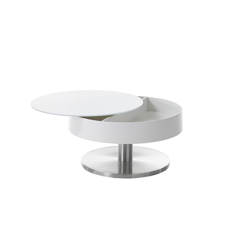 Couchtisch BLOCK Ø 79 cm weiß/silber