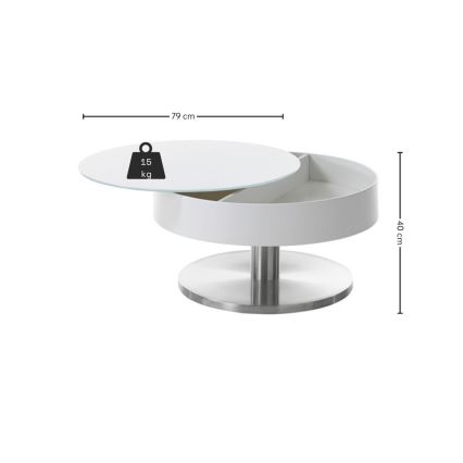 Couchtisch BLOCK Ø 79 cm weiß/silber