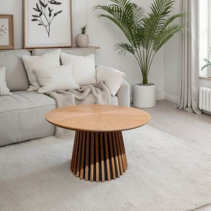 Couchtisch CARINA, Ø 75 cm, Eiche/Schwarz
