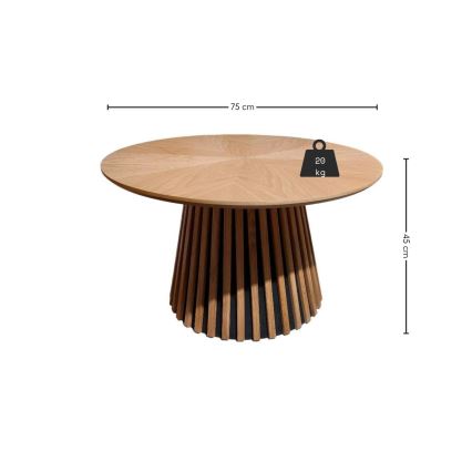 Couchtisch CARINA, Ø 75 cm, Eiche/Schwarz