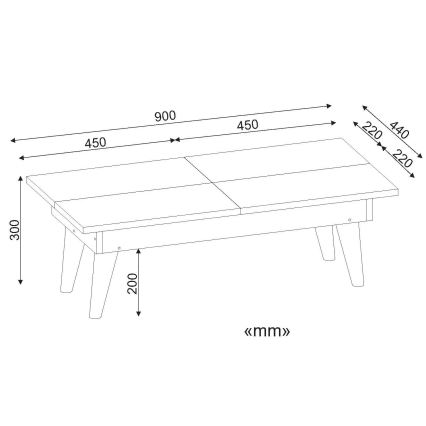 Couchtisch CASTRUM 30x90 cm weiß/braun