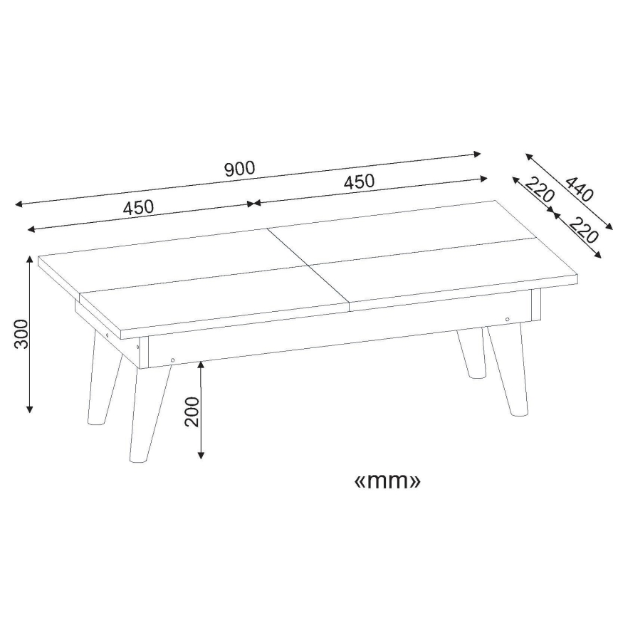 Couchtisch CASTRUM 30x90 cm weiß/braun