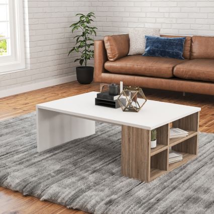 Couchtisch DEFNE 34x90 cm weiß/braun