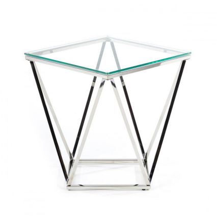 Couchtisch DIAMANTA 50x50 cm glänzendes Chrom / klar