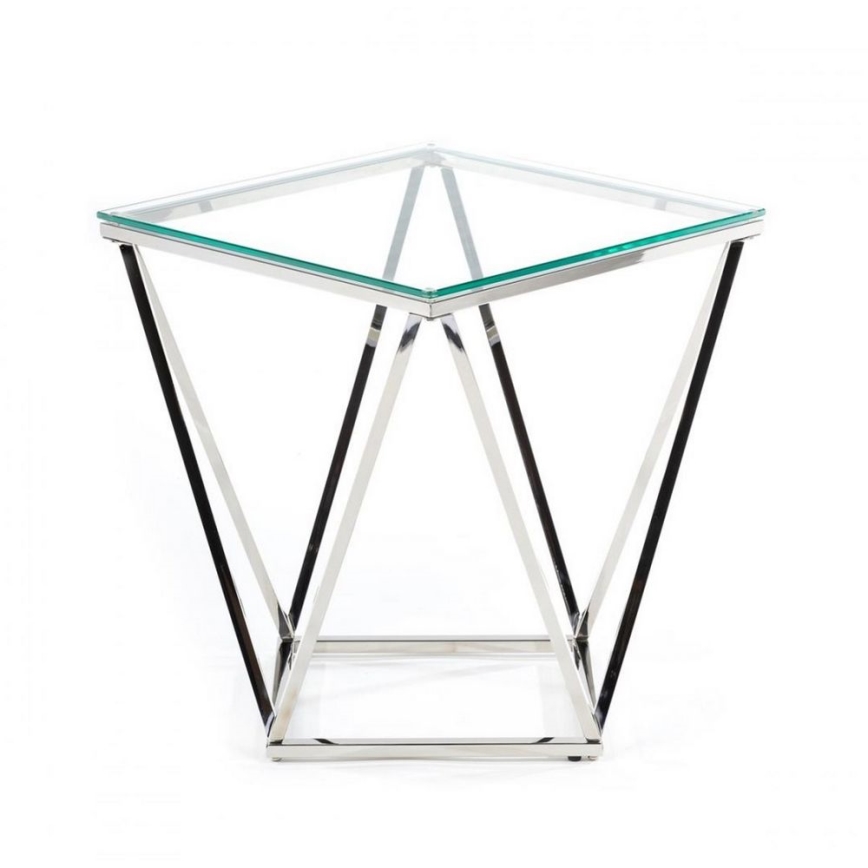 Couchtisch DIAMANTA 50x50 cm glänzendes Chrom / klar