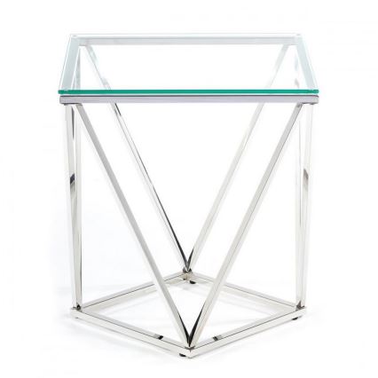 Couchtisch DIAMANTA 50x50 cm glänzendes Chrom / klar