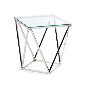 Couchtisch DIAMANTA 50x50 cm glänzendes Chrom / klar