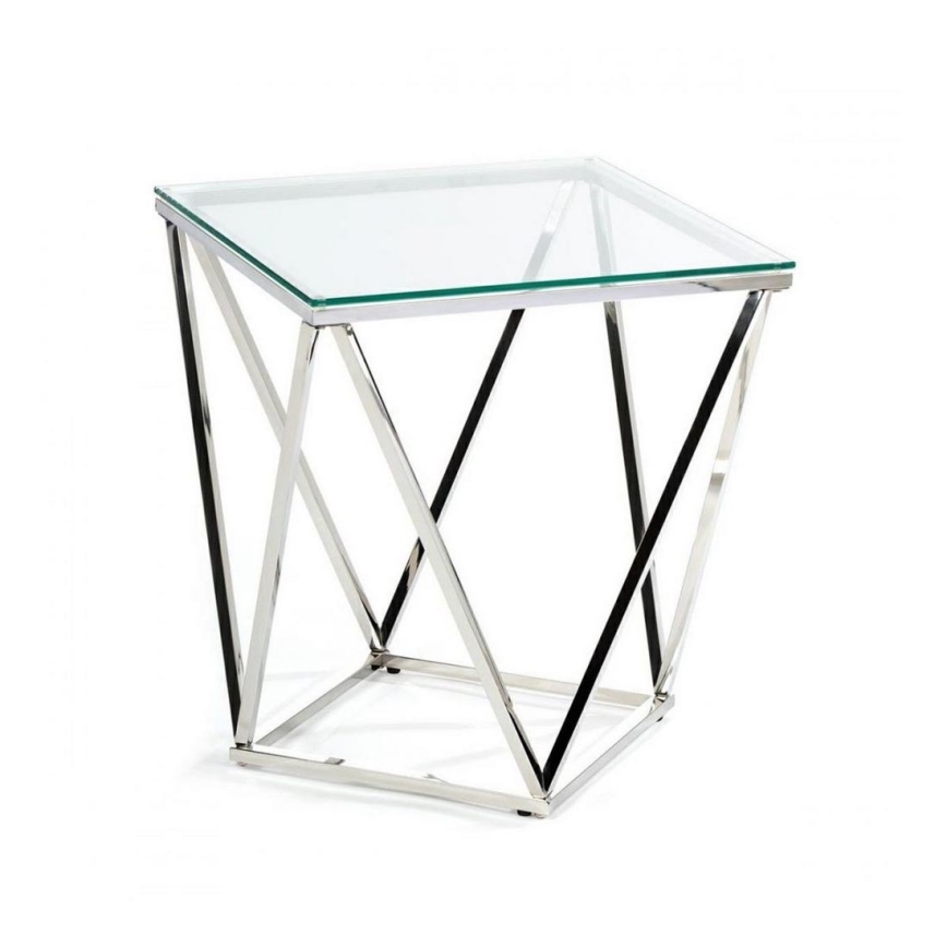 Couchtisch DIAMANTA 50x50 cm glänzendes Chrom / klar