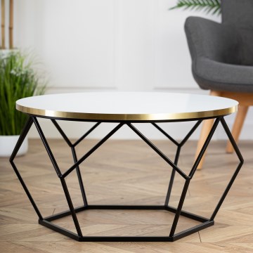 Couchtisch DIAMOND 40x70 cm golden/schwarz/weiß