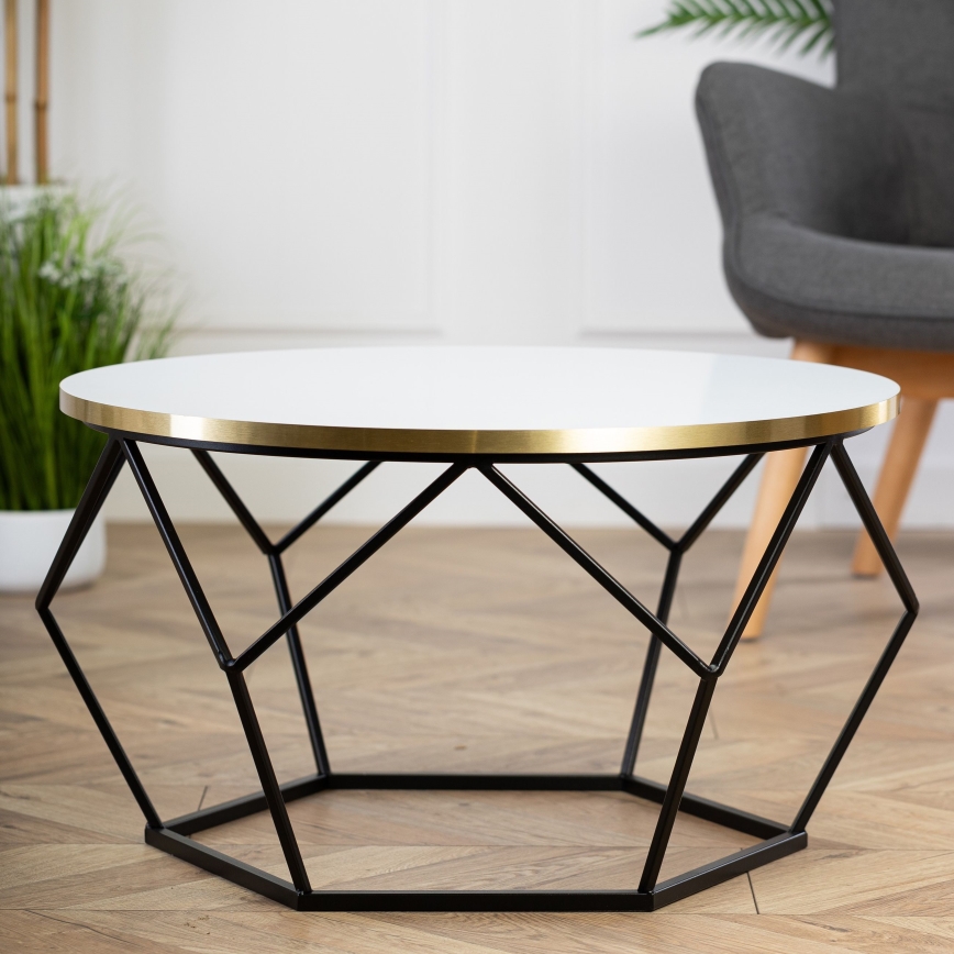Couchtisch DIAMOND 40x70 cm golden/schwarz/weiß