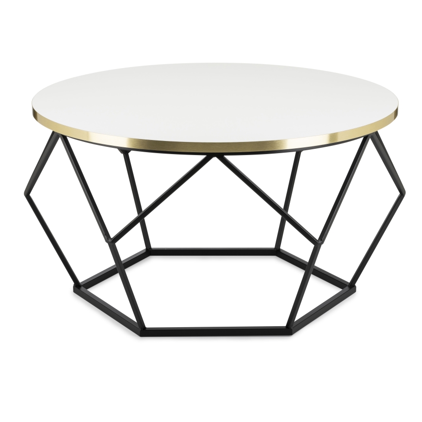 Couchtisch DIAMOND 40x70 cm golden/schwarz/weiß