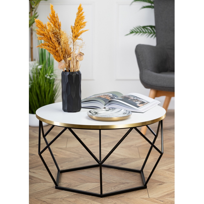 Couchtisch DIAMOND 40x70 cm golden/schwarz/weiß