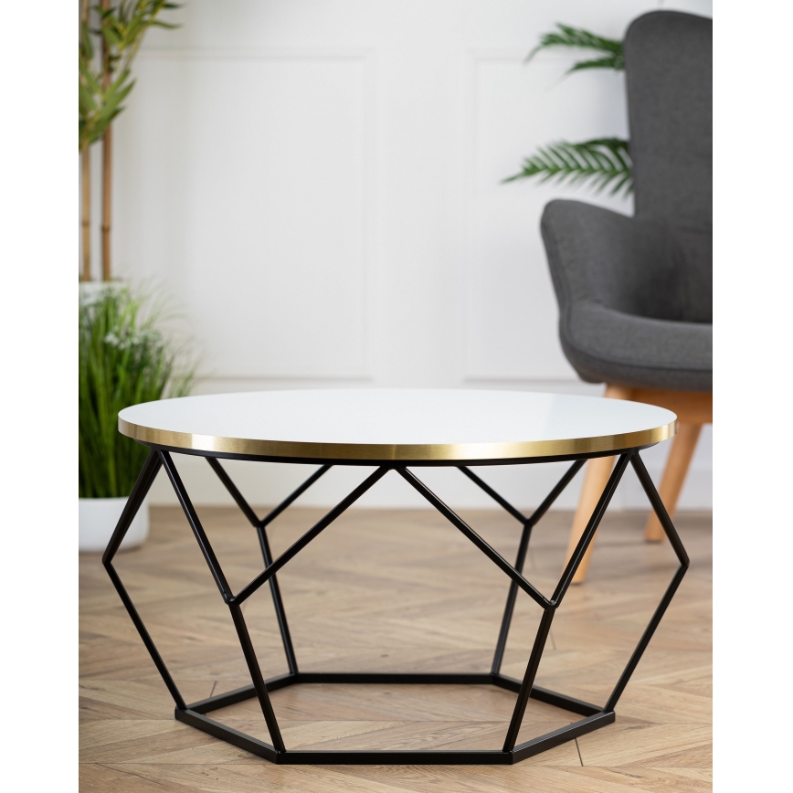 Couchtisch DIAMOND 40x70 cm golden/schwarz/weiß