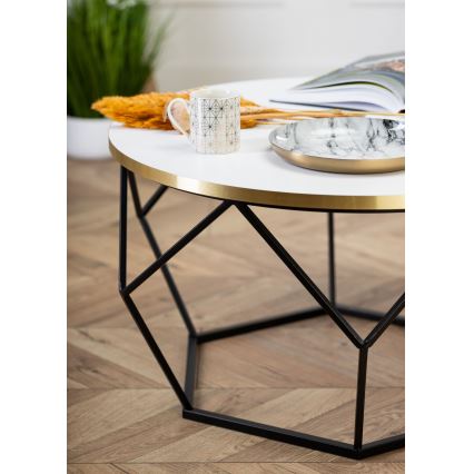 Couchtisch DIAMOND 40x70 cm golden/schwarz/weiß