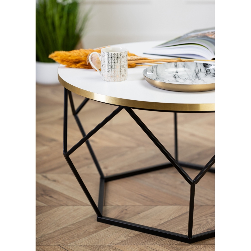Couchtisch DIAMOND 40x70 cm golden/schwarz/weiß