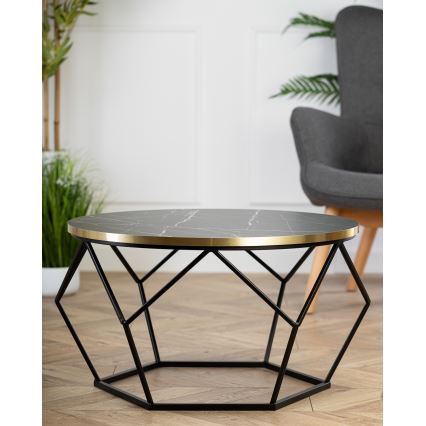 Couchtisch DIAMOND 40x70 cm schwarz/golden