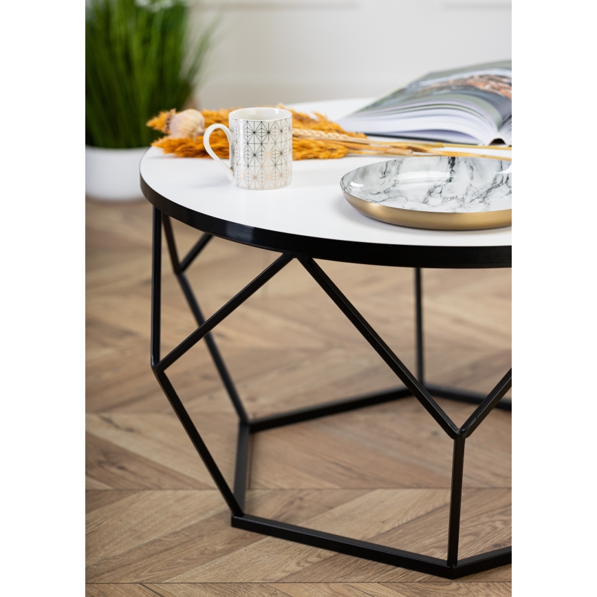 Couchtisch DIAMOND 40x70 cm weiß/schwarz