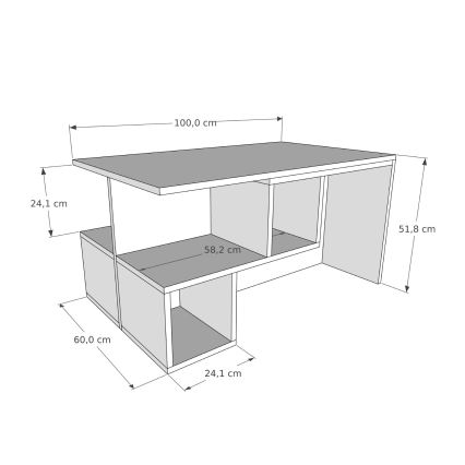 Couchtisch DILAY 52x100 cm braun/weiß