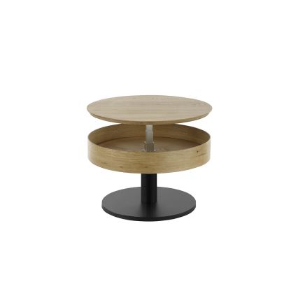 Couchtisch ELEMENT mit Hubfunktion Ø 75 cm Eiche/Schwarz