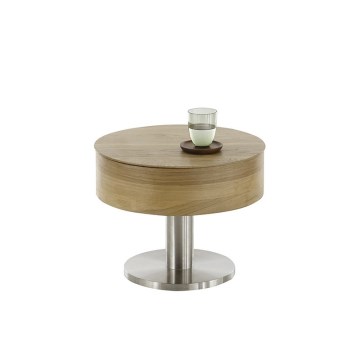 Couchtisch ELEMENT mit Liftfunktion, Ø 60 cm, Eiche/Silber