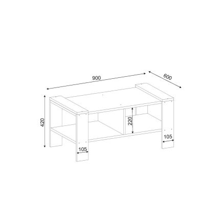 Couchtisch ERICA 42x90 cm weiß/braun