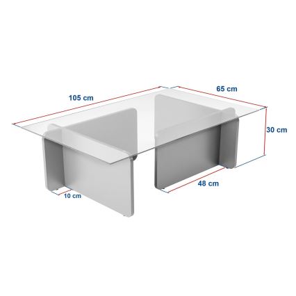 Couchtisch ESCAPE 105x65 cm beige/transparent