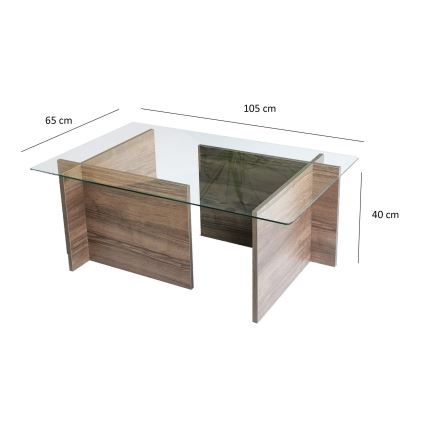 Couchtisch ESCAPE 40x105 cm braun/klar