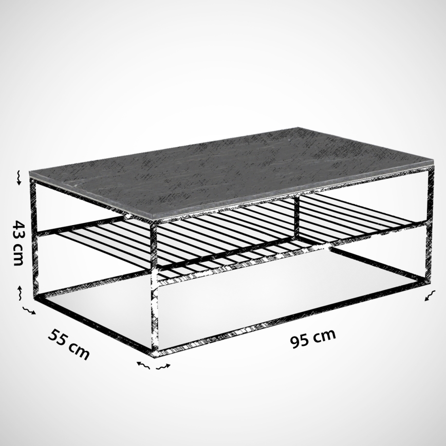 Couchtisch ETNA 43x95 cm beige/schwarz