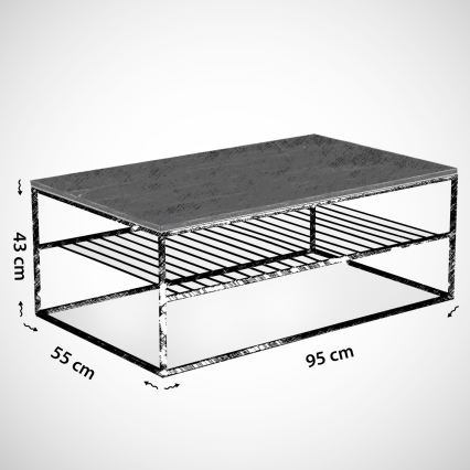 Couchtisch ETNA 43x95 cm grau/schwarz