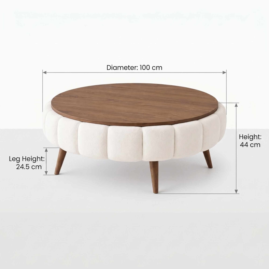 Couchtisch FELPO Ø 100 cm weiß/Nussbaum