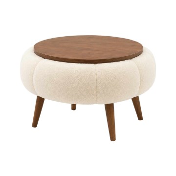 Couchtisch FELPO Ø 45 cm Beige/Nussbaum
