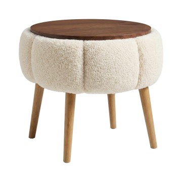 Couchtisch FELPO Ø 45 cm creme/nussbaum